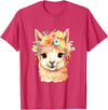 Alpaca and llama with flowers Designs Alpaca with Flowers, Cute Alpaca and Llama T-Shirt - Red Heather