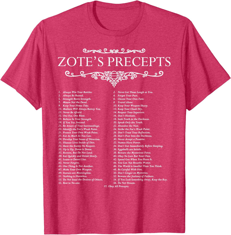 MathWare Funny Nerdy Zote's Precepts Knight Gamer T-Shirt - Red Heather