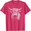 Scottish Highland Cattle Cow Merch Scottish Highland Cattle Cow Drawing T-Shirt - Red Heather
