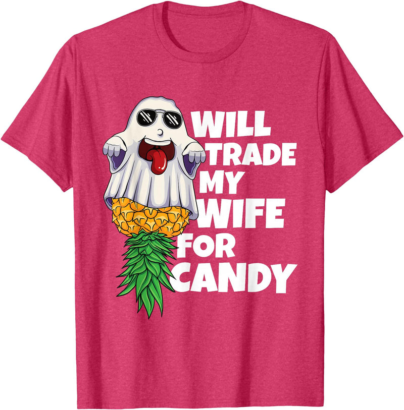 Swinger Upside Down Pineapple Apparel Will Trade My Wife For Candy Pineapple Halloween Swinger Men T-Shirt - Red Heather