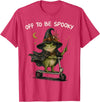 Funny Witch Frog Off To Be Spooky Halloween T-Shirt - Red Heather