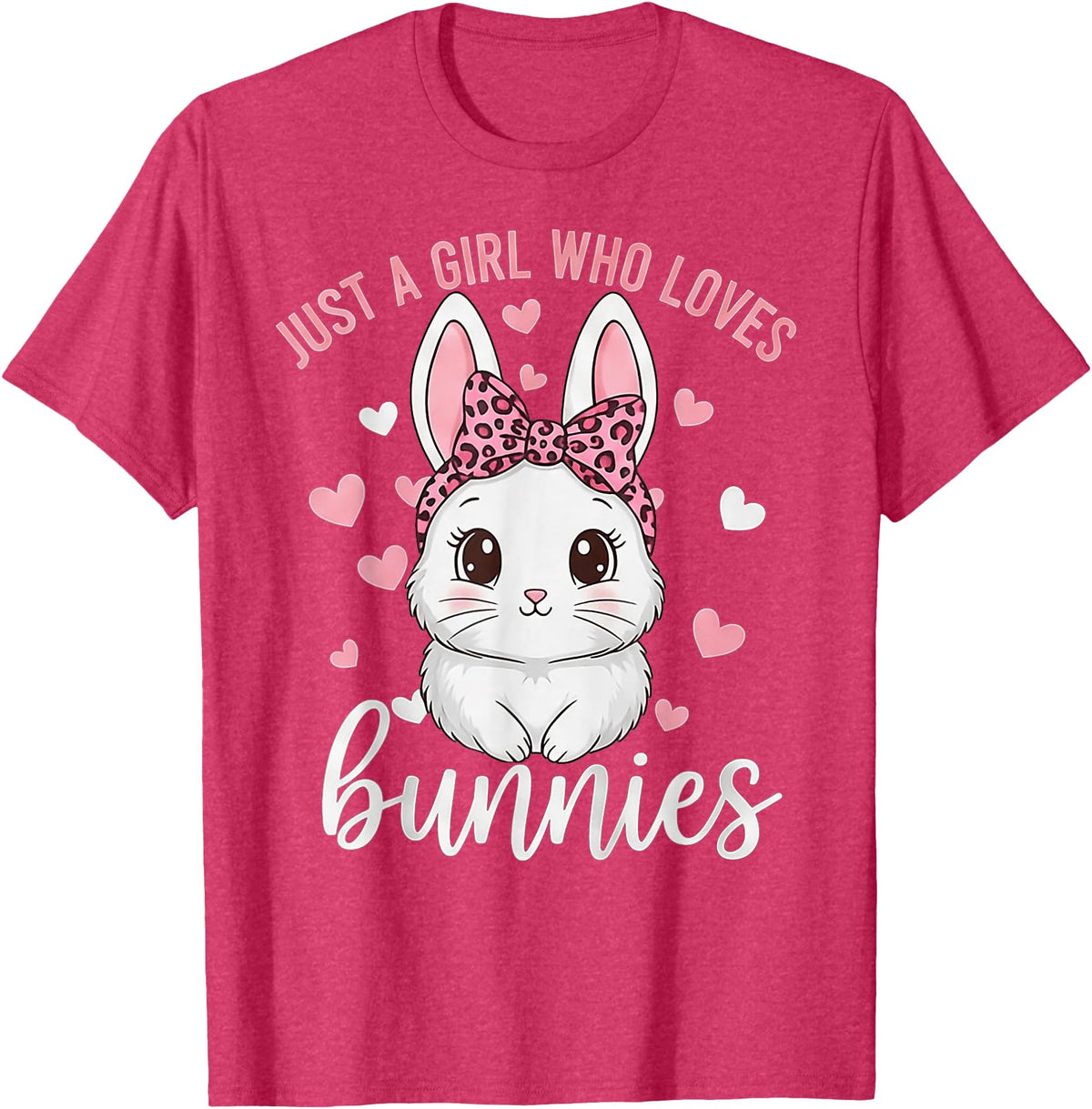 Cute Bunny Rabbit Girls Kids Just a Girl Who Loves Bunnies T-Shirt in Red Heather
