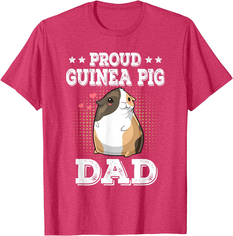 Guinea Pig Lover Apparel Women Girl T-Shirt Gifts Proud Guinea Pig Dad Funny Guinea Pig Fathers Day Gift T-Shirt - Red Heather