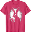 Scary Goth Rabbit, Horror Rabbit, Weirdcore Rabbit T-Shirt in Red Heather
