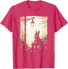 Rabbit with Book on Park Bench Bunny Lover, Men, Women, Kids T-Shirt in Red Heather