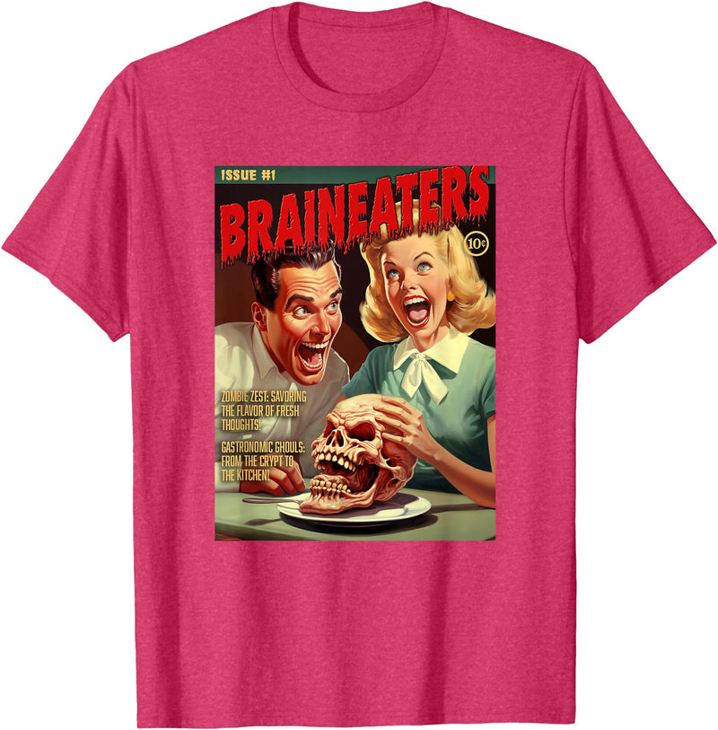 Last Gasp Graphics Brain Eaters 1950s horror comic cover T-Shirt - Red Heather