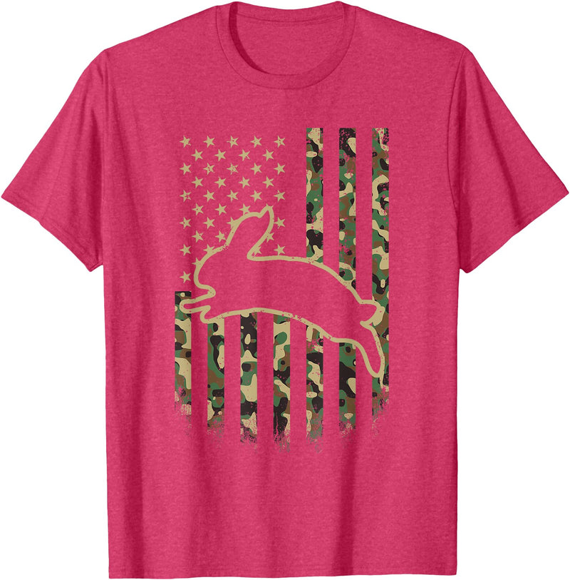American Flag Camo Camouflage Bunny Rabbit Easter Patriotic T-Shirt in Red Heather