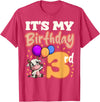 Cow Birthday 3 Party Farmyard Apparel Cow 3rd Birthday Party Balloons Moo Farm Animal Vet Barn T-Shirt - Red Heather