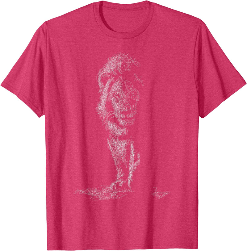 black animals art Lion Scribble Black Art for Lover Lions King of Animals T-Shirt - Red Heather