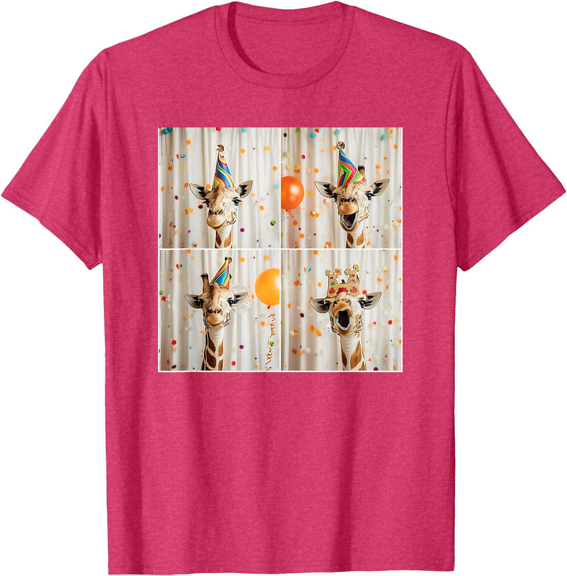 Zoo Animal Photobooth Love Giraffes Men Women Kids Happy Giraffe Face Jungle Animal Selfie Birthday Giraffe T-Shirt - Red Heather