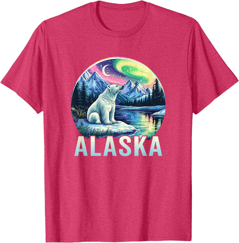 Alaska Cruise Trip Alaska Northern Lights Aurora Viewing Vacation Alaska Trip T-Shirt - Red Heather
