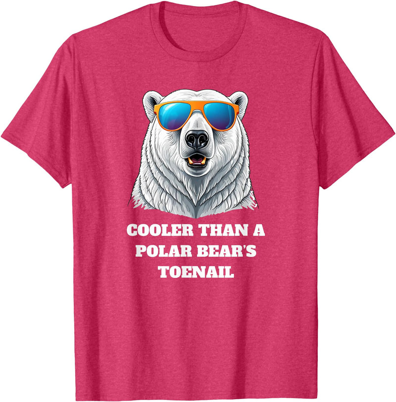 Cooler than a Polar Bear’s Toenail Cute north pole polar bear wearing sunglasses. T-Shirt - Red Heather