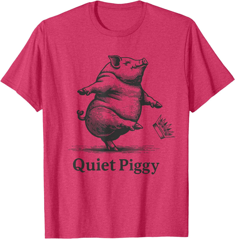 Vintage Pig Lover Funny Quiet Piggy Trump Trendy Vintage Pig Lover Funny Quiet Piggy Trump Political Trendy T-Shirt - Red Heather