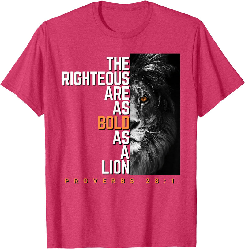 Funny The Righteous Are As Bold As A Lion Bible Verse T-Shirt - Red Heather