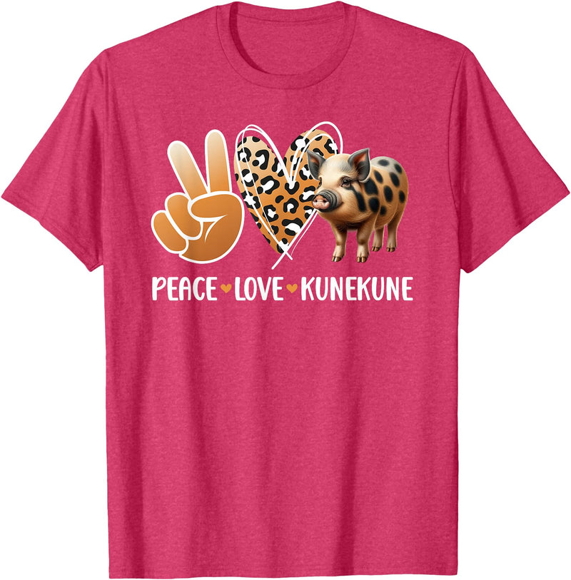 Cute Kunekune Pig Lover Kunekune Pig Boy Peace Love Kunekune Pig Lover Kunekune Pig Girl T-Shirt - Red Heather