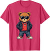 GRAKIMO Cool Teddy Bear Graphic Men Women Boy Girl Kids T-Shirt - Red Heather