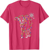 Cow Christmas Light Tree Cow Xmas Snow Lover T-Shirt - Red Heather
