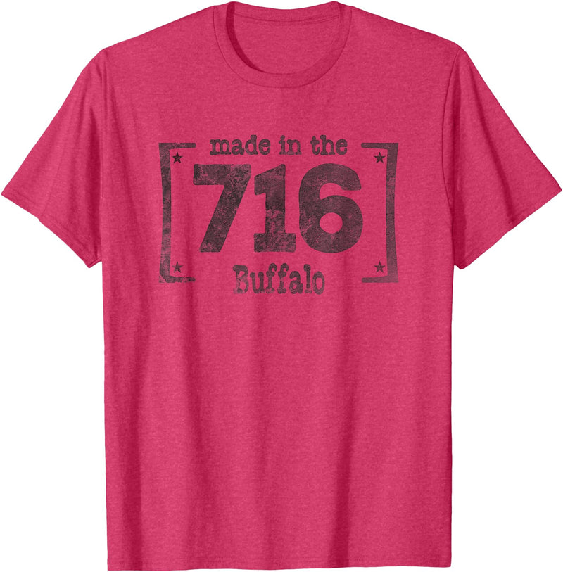 TeesTees Made in the 716 T-Shirt Buffalo NY Souvenir Shirt T-Shirt - Red Heather