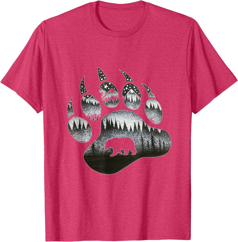 One Nature Designs Touching Ghost of the Spirit Bear Paw T Shirt T-Shirt - Red Heather