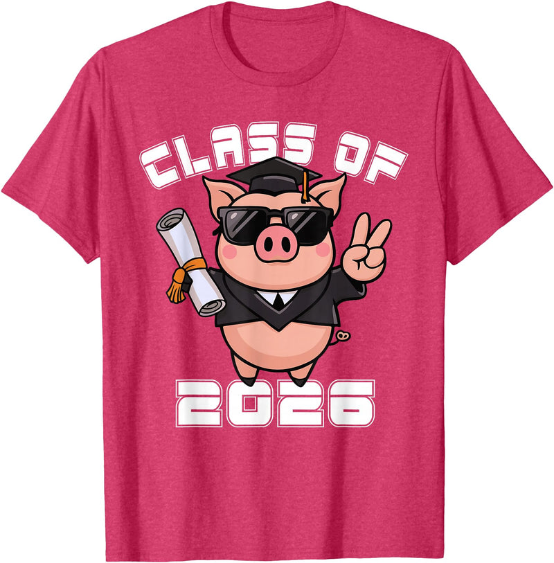 Peace Sign Hand Animal Class of 2026 Graduation Peace Sign Hand Pig Class of 2026 Graduation T-Shirt - Red Heather