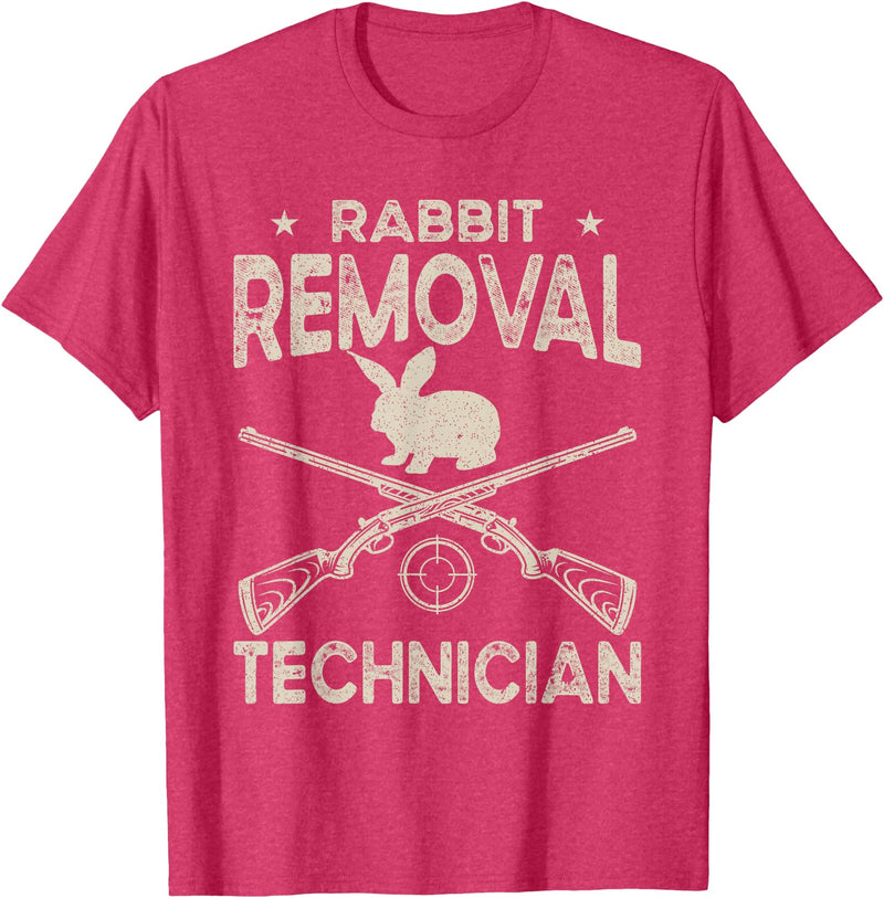 Funny Rabbit Hunting Rabbit Hunter Rabbit Removal Technician T-Shirt in Red Heather
