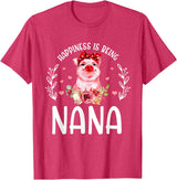 Mother's Day Matching Family Happiness Is Being A Nana Cute Pig T-Shirt - Red Heather