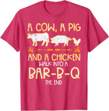 BBQ Barbecue Shirts Men Women Grilling Gifts Cow Pig Chicken Walk Bar B Q Bbq Barbecue Grilling Men Women T-Shirt - Red Heather