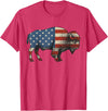 Bison American Buffalo Gifts & Apparel Stuff Bison USA American Flag Patriotic United States T-Shirt - Red Heather