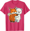 Fox and Polar Bear Hug Animal Girls Women Kids Polar Bear and Fox Cute Animals for Women Animal Hugging T-Shirt - Red Heather