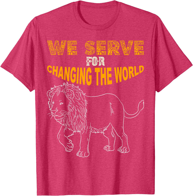 Lions member gift Lions Club Members Gift We Serve to Change the World T-Shirt - Red Heather