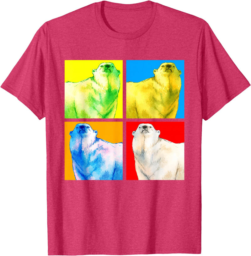 Arctic Animal Polar Bear Gifts Polar Bear Animal Lover Arctic Animal Pop Art Polar Bear T-Shirt - Red Heather