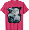 Manatee Howling Moon Manatee Sea Cow Three Manatee Howling At The Moon T-Shirt - Red Heather