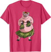 Cute Adult Women Animal Pun Hawaii Party Kids Art Cool Hawaiian Luau Pig | Funny Boar Lover Hula Dancing Gift T-Shirt - Red Heather