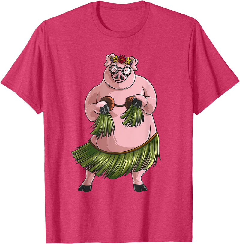 Cute Adult Women Animal Pun Hawaii Party Kids Art Cool Hawaiian Luau Pig | Funny Boar Lover Hula Dancing Gift T-Shirt - Red Heather