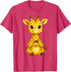 Giraffe Designer Designs Giraffe with heart | Cute giraffe with heart symbol T-Shirt - Red Heather