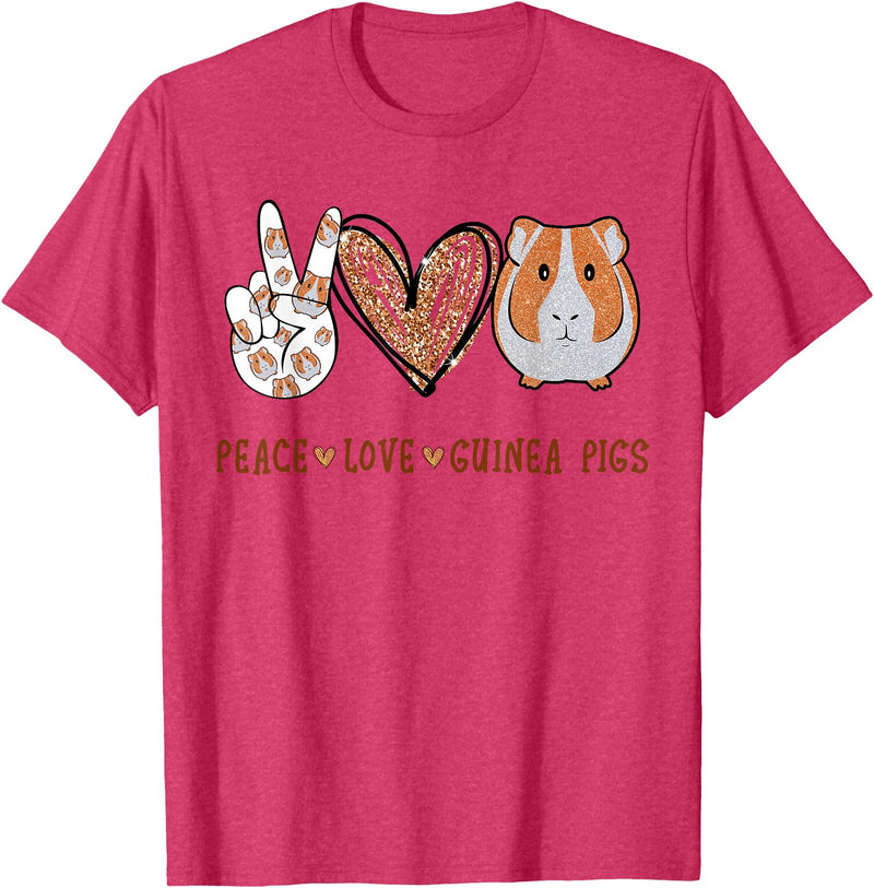 Peace love guinea pigs t -shir t Peace Love Guinea Pigs Gift for Guinea Pigs Lover T-Shirt Small - Red Heather