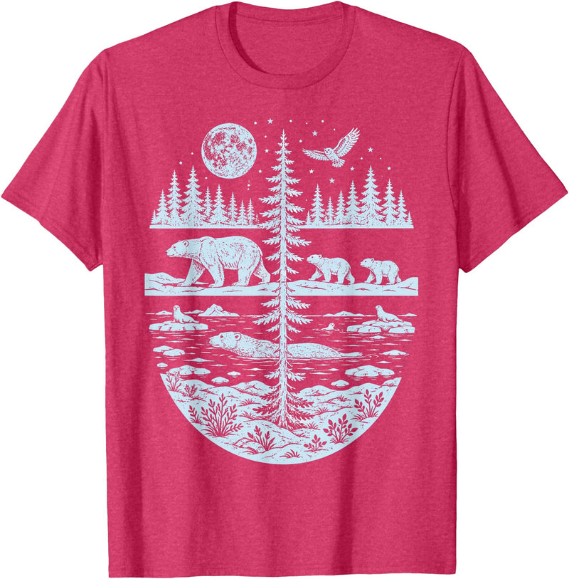 Polar Bear Arctic Tundra Wildlife Nature Lover Polar Bear Arctic Wilderness Nature Scene Wildlife Lover T-Shirt - Red Heather