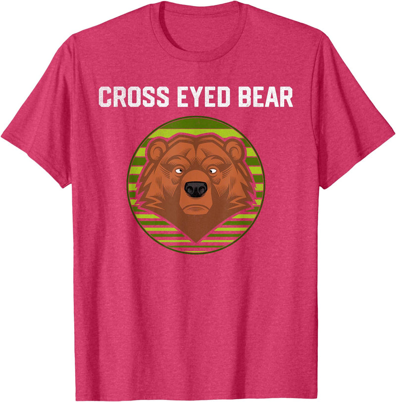 Moose Bronco Funny Cross Eyed Bear Animal Graphic T-Shirt - Red Heather