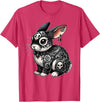 Gothic Filigree Rabbit with Skulls T-Shirt in Red Heather