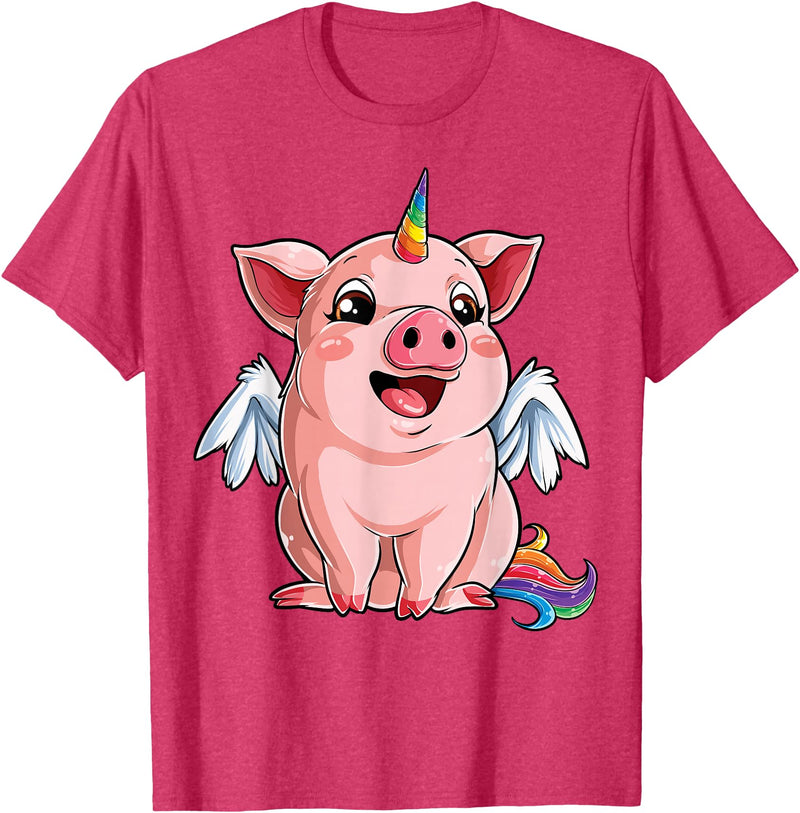 Piggy Squad Co Pig Unicorn Piggycorn Lover Funny Girls Women Farm Rainbow T-Shirt - Red Heather