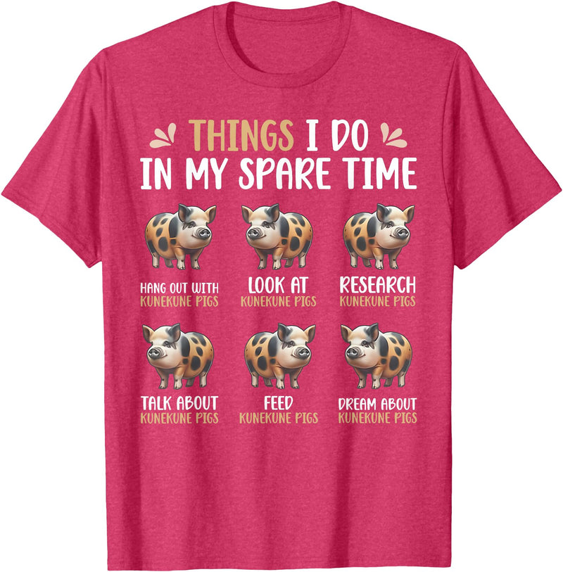 Pig Things I Do In My Spare Time Animal Lovers Thing I Do In My Spare Time Kunekune Pig Farm Animal Lovers T-Shirt - Red Heather