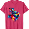 Splash Art Rabbit T-Shirt in Red Heather