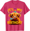 Humorous Highland Cow Gifts It's my Birthday Party Highland Cow T-Shirt - Red Heather