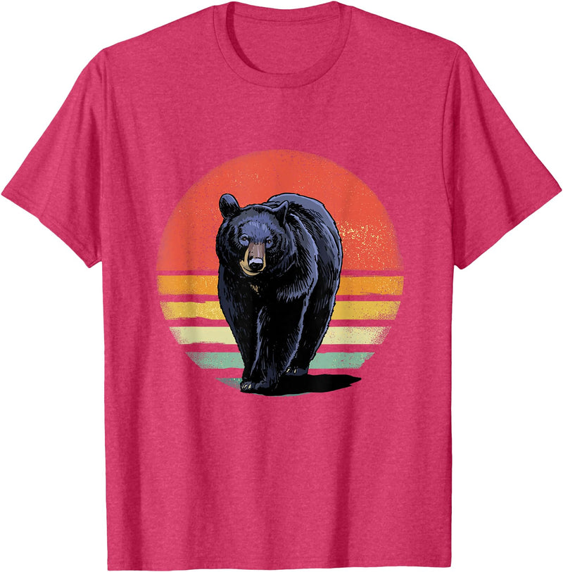 Wowsome! Retro Vintage Black Bear T-Shirt - Red Heather