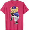 BERSLL Cute Teddy Bear Baseball Jug Sweatshirt T-Shirt - Red Heather