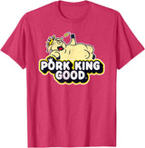 Pork King Good 70's Throwback Pig Logo T-Shirt - Red Heather