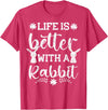 Life Is Better Funny Rabbit Graphic Bunny T-Shirt in Red Heather