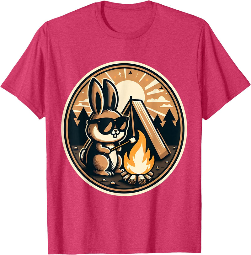 Happy Easter Bunny Rabbit Camping Camper Men Women Kids Cute T-Shirt in Red Heather
