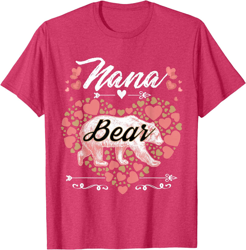 Nana Bear Shirt Designs and Gift Ideas for Grandma Nana Bear Shirt for Women - Cute Mother's Day and Birthday T-Shirt - Red Heather