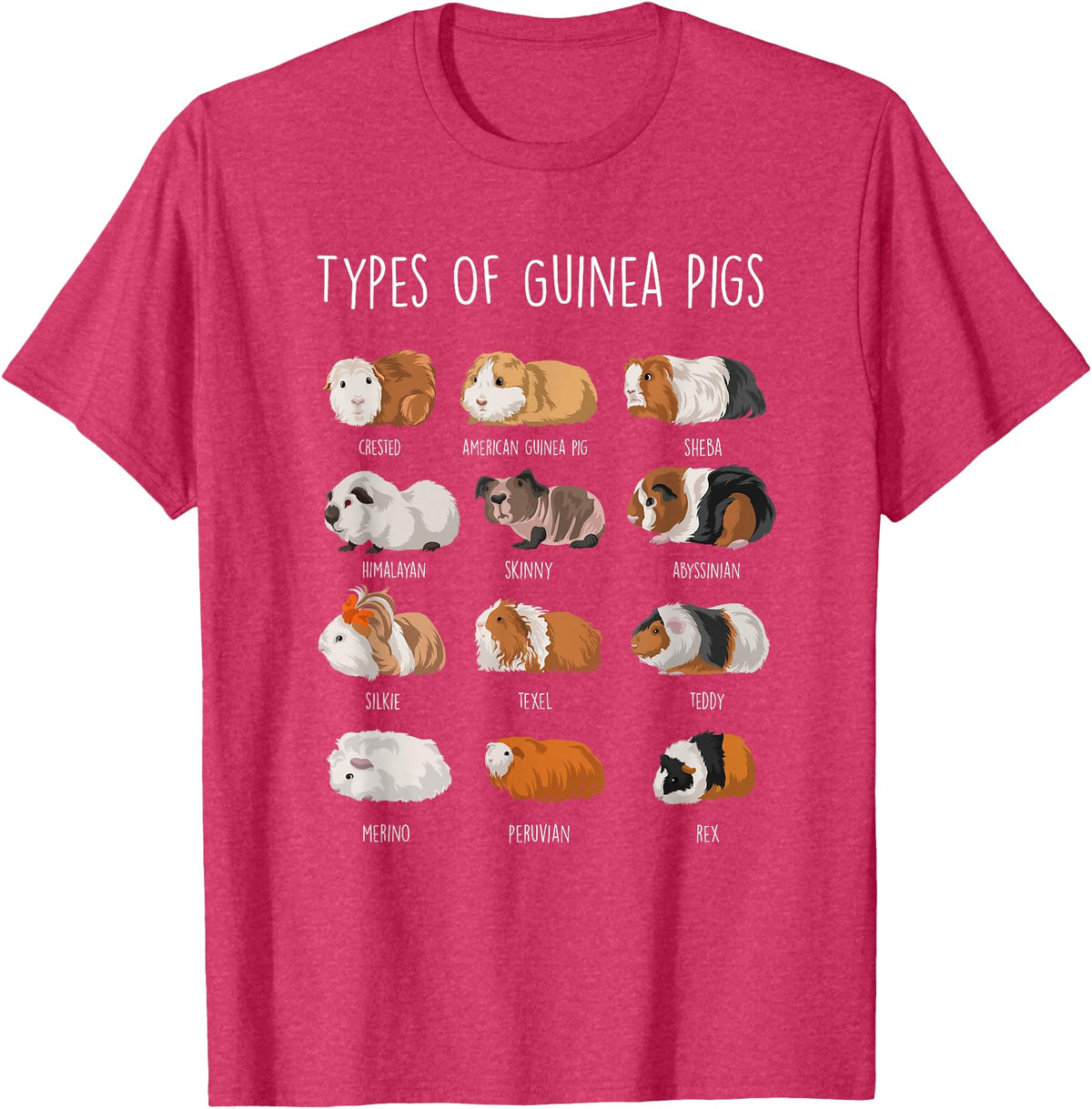 Funny Guinea Pig Sayings Design Shop Guinea Pig Types Of Guinea Pigs T-Shirt - Red Heather